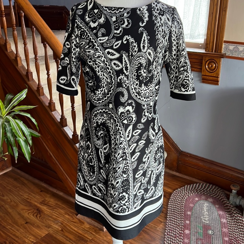 Eliza J Black and White Paisley Dress Sz 10